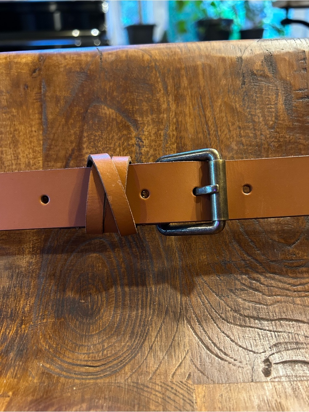 NWOT. Women’s Leather Timberland Belt -  Brown with antiqued brass buckle.